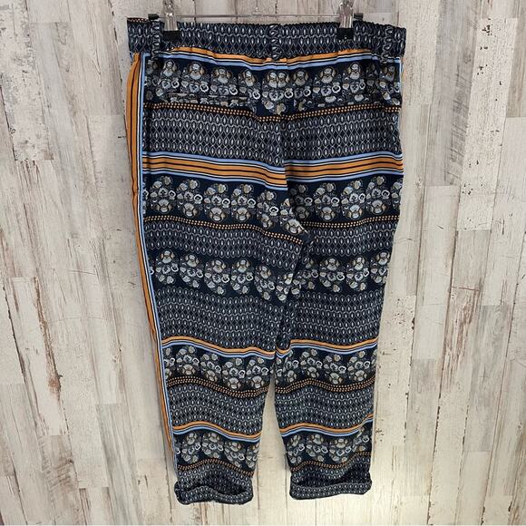Elevenses Anthro Palazzo Geometric Multicolor Print Flowy Pants Womens Size 4 - Picture 4 of 8